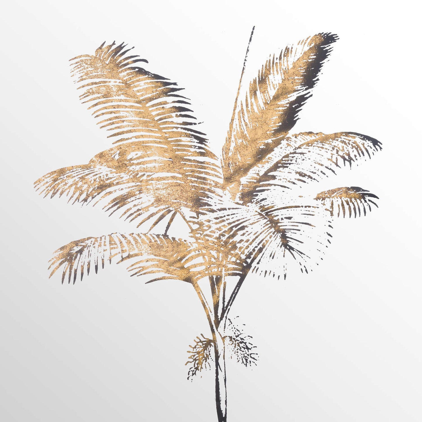 Metallic Mirrored Brass Palm Wall Art