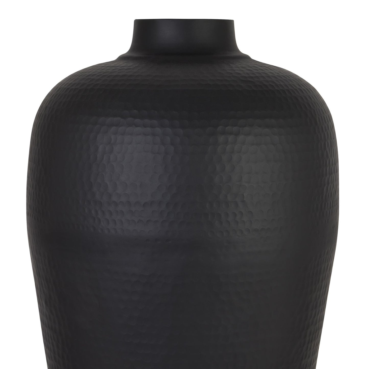 Matt Black Medium Hammered Vase Without Lid