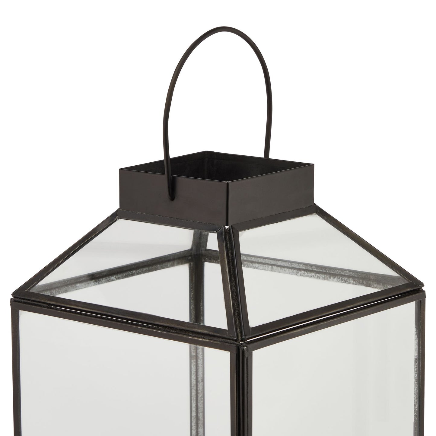 Glass Top Large Black Lantern